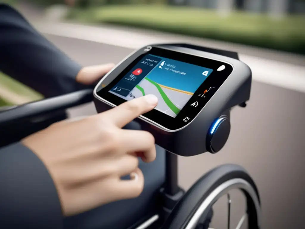 Accesorio de silla de ruedas avanzado Accesorio hightech para sillas de ruedas, mejora autonomía y seguridad, navegación GPS, diseño futurista