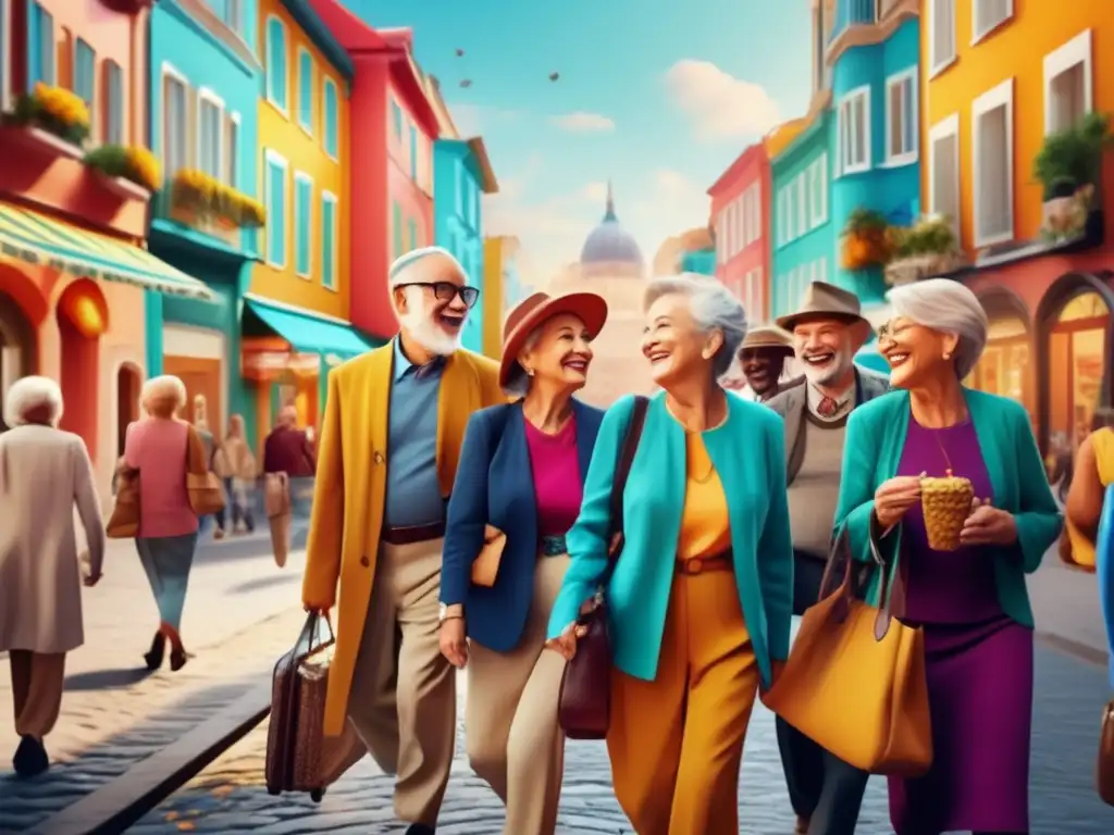 Alegres viajeros mayores explorando una ciudad vibrante Consejos de seguridad para viajeros seniors principiantes en una ciudad vibrante