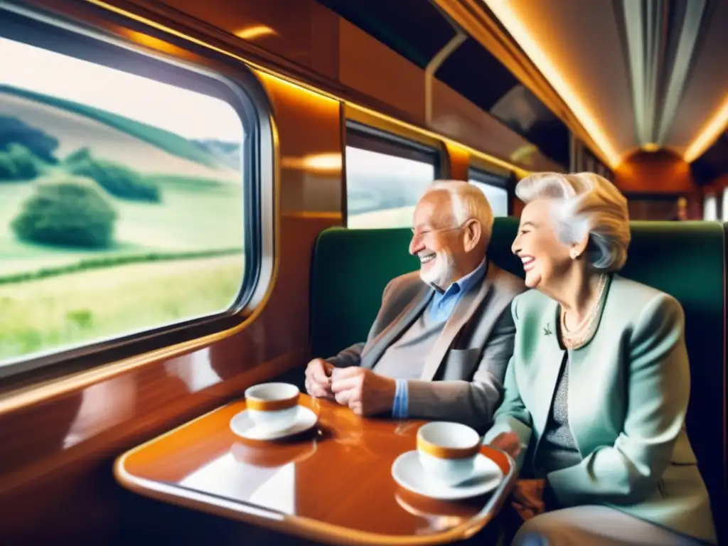 Pareja mayor disfrutando de viaje en tren Pareja mayor disfrutando viaje en tren - Seguro de viaje nacional para mayores