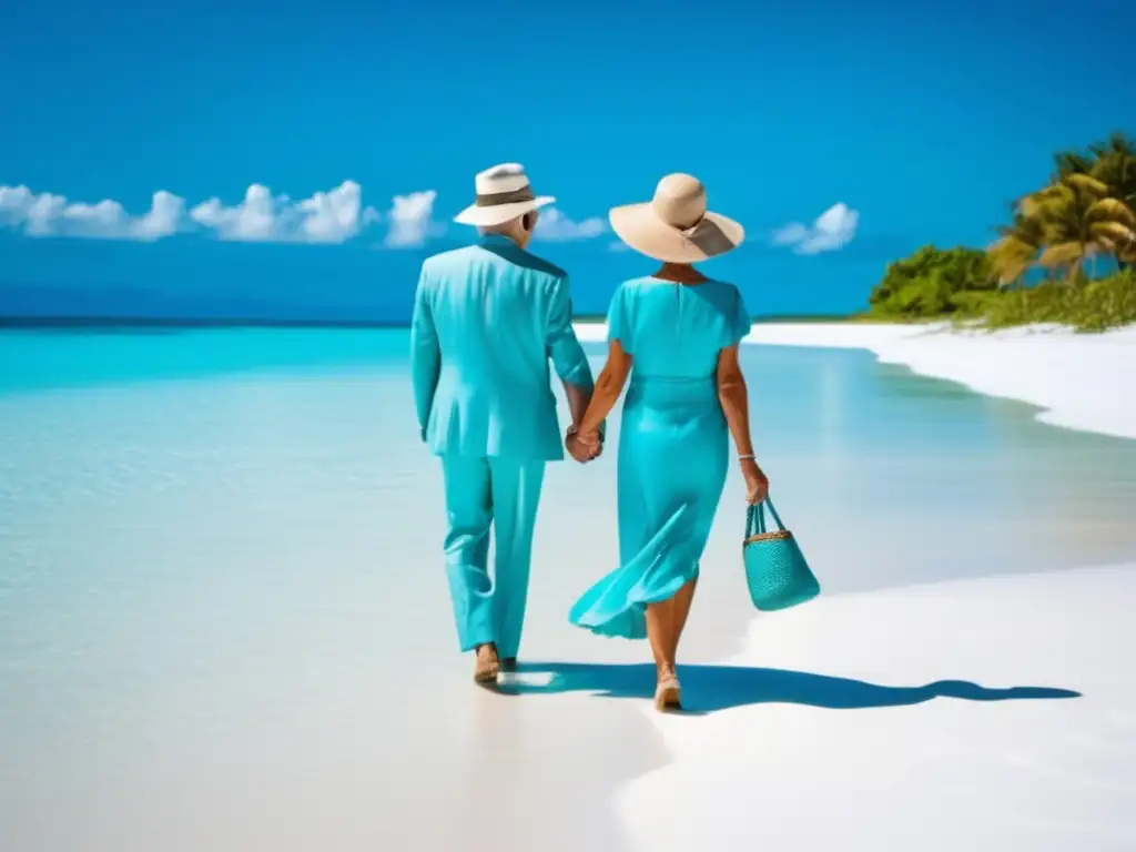 Pareja feliz disfrutando de playa paradisíaca Pareja mayor disfrutando en la playa - Seguros de viaje para mayores