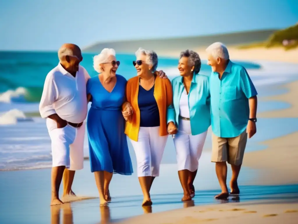 Amistad y diversión en la playa Viajes seguros en grupo para seniors en la playa