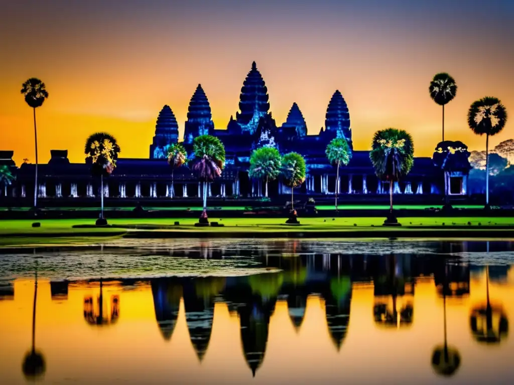 Majestuoso atardecer en Angkor Wat, patrimonio cultural de Asia Templo Angkor Wat, Camboya: Tips seguridad viajero maduro Asia