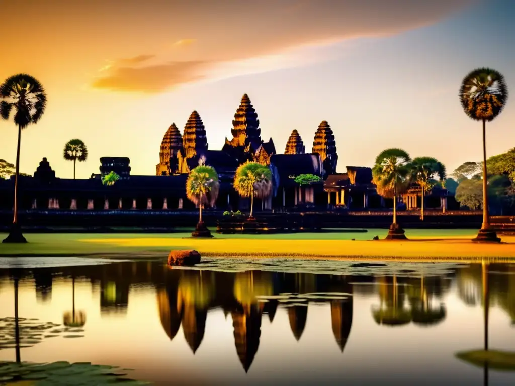 Atardecer sereno en Angkor Wat, Camboya Imagen de Angkor Wat en Cambodia: Consejos viajeros maduros experiencias sagradas