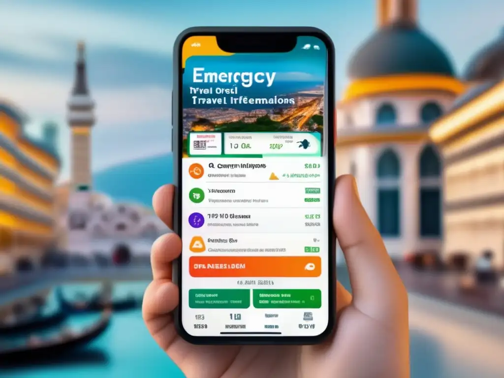 Aplicación de viajes seguros y confiables Técnicas viaje seguro adultos: app moderna de viajes con alertas de emergencia, actualizaciones de seguridad y recomendaciones oficiales
