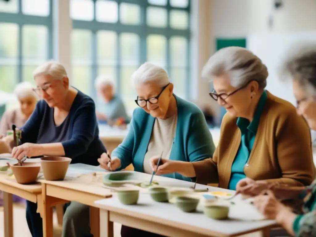 Taller de arte para adultos mayores Personas mayores disfrutando de talleres de arte en un centro comunitario - Viajes de arte para personas mayores