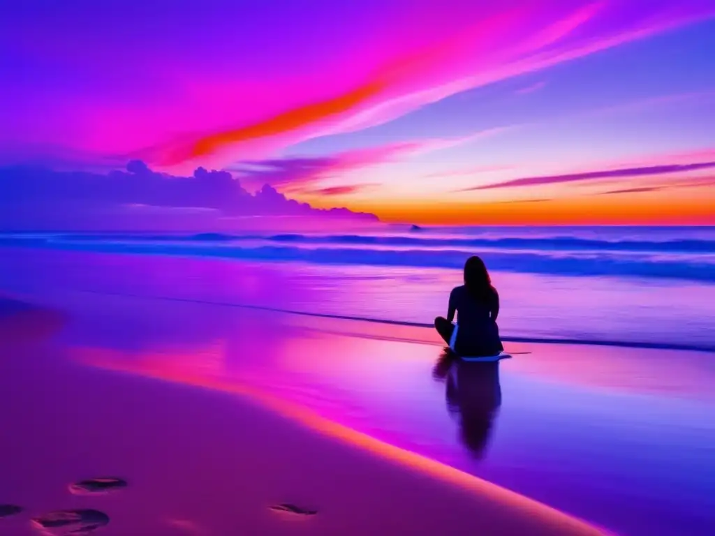 Paisaje de playa al atardecer Serene sunset scene on secluded beach