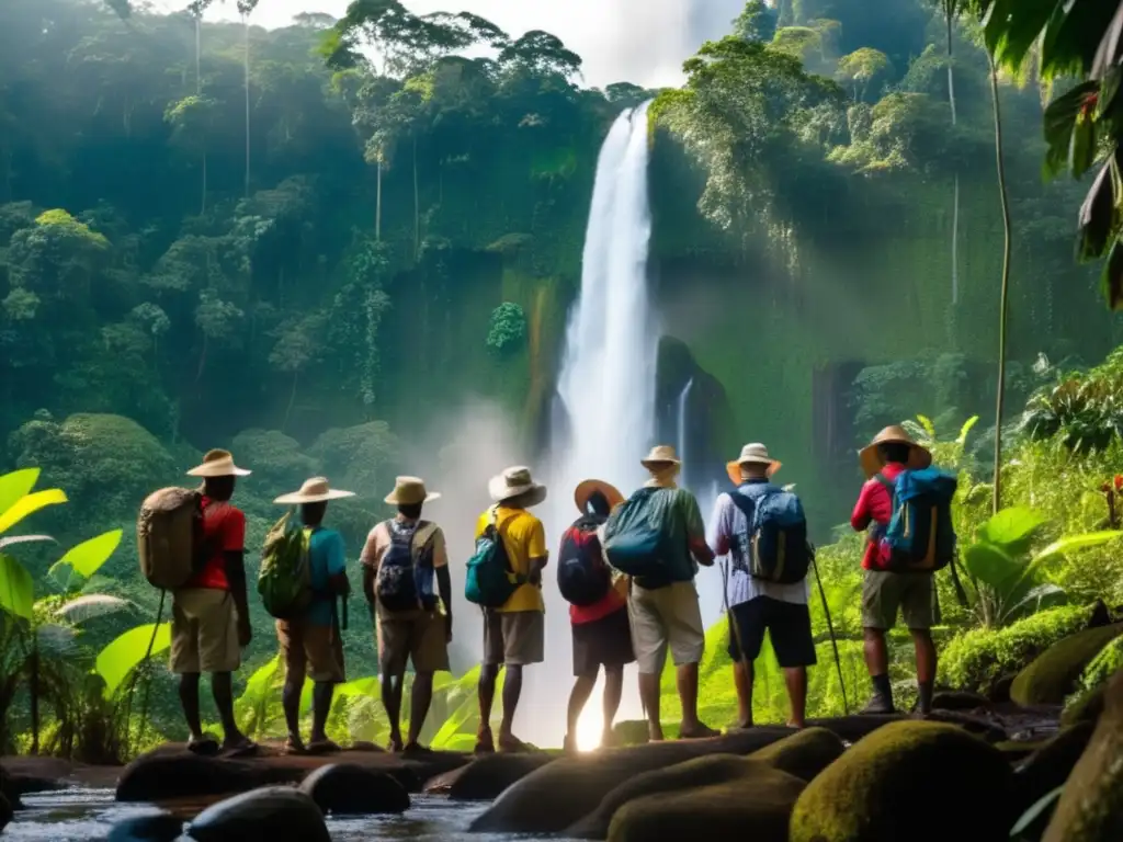 Grupo de adultos mayores en la selva amazónica Aventuras seguras en la Amazonía para adultos mayores en una imagen con grupo de adultos mayores en la selva amazónica