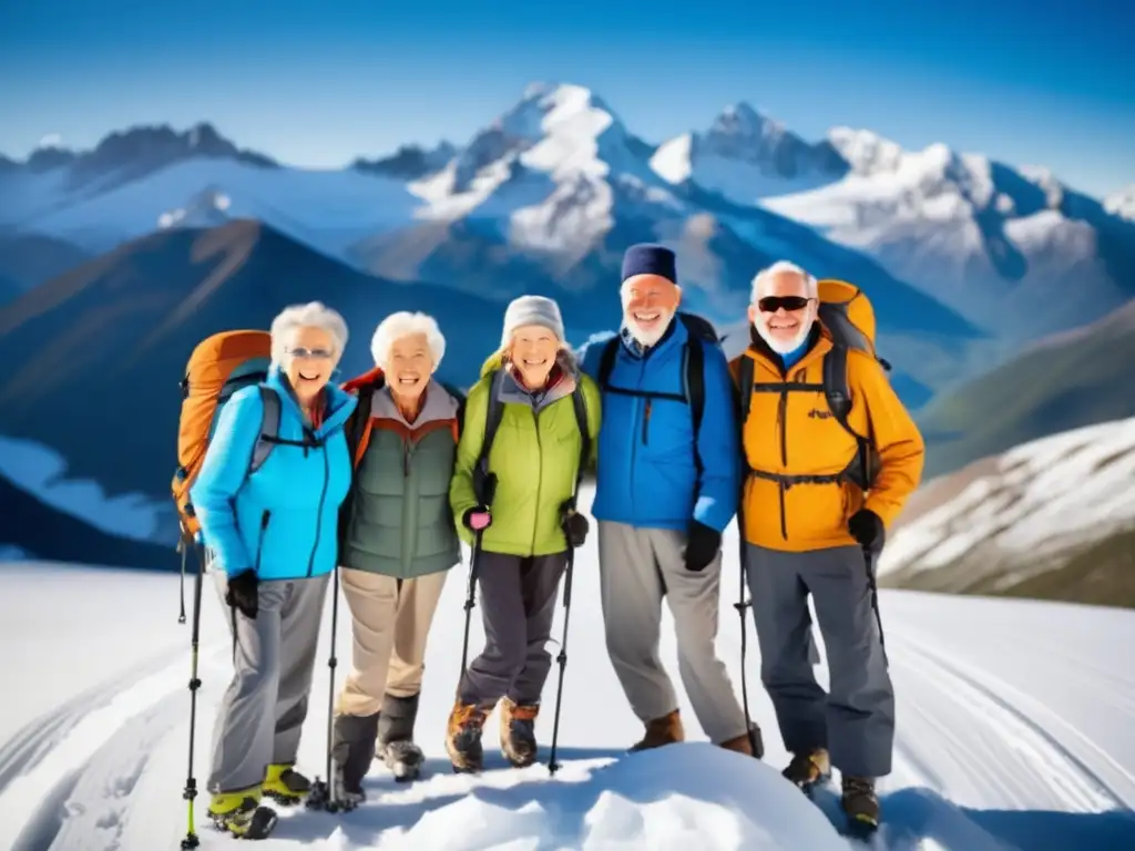 Aventura para mayores emocionados Actividades de aventura para seniors en majestuosa montaña