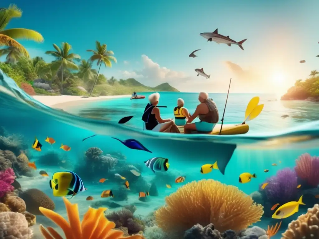 Aventuras acuáticas para adultos mayores Aventuras marítimas seguras para mayores en aguas cristalinas con snorkeling, pesca y hermosos paisajes