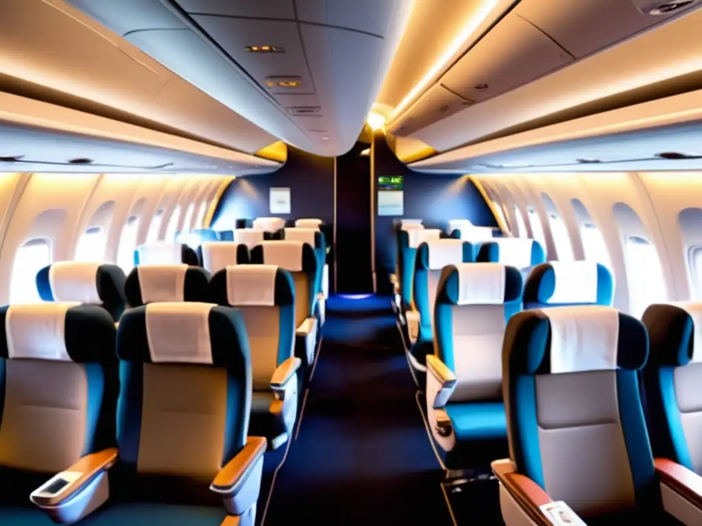 Espacioso y accesible cabina de avión Cabina espaciosa y accesible con asientos cómodos y apoyo para personas con movilidad reducida