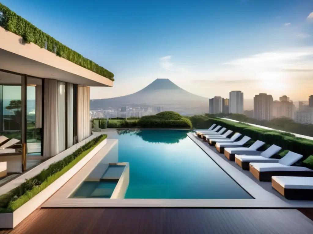 Lujo y tranquilidad en balneario urbano Consejos para viajeros maduros en balnearios: una imagen impresionante de un lujoso balneario en una ciudad pintoresca