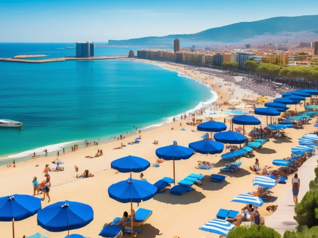 Costa de Barcelona: Playas, aprendizaje y vistas impresionantes Viajes lingüísticos en Barcelona: playas mediterráneas, aprendizaje de idiomas y emblemáticos paisajes (110 caracteres)