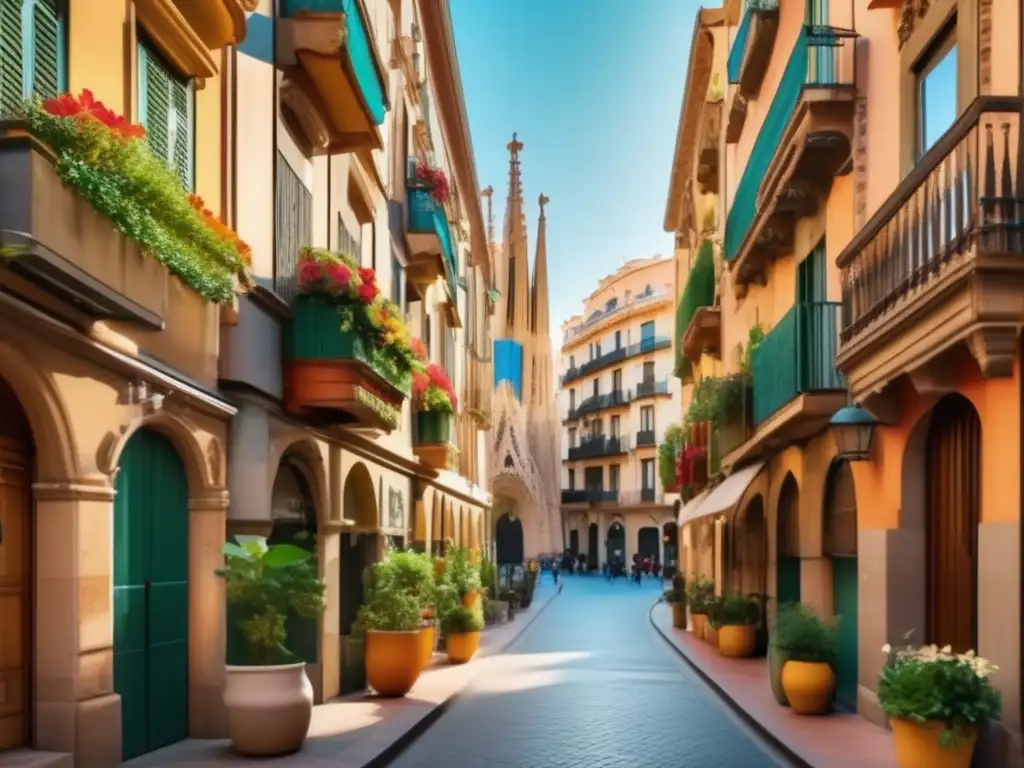 Calle serena en Barcelona, España Seguridad y aventura en viajes lingüísticos para adultos mayores en Barcelona