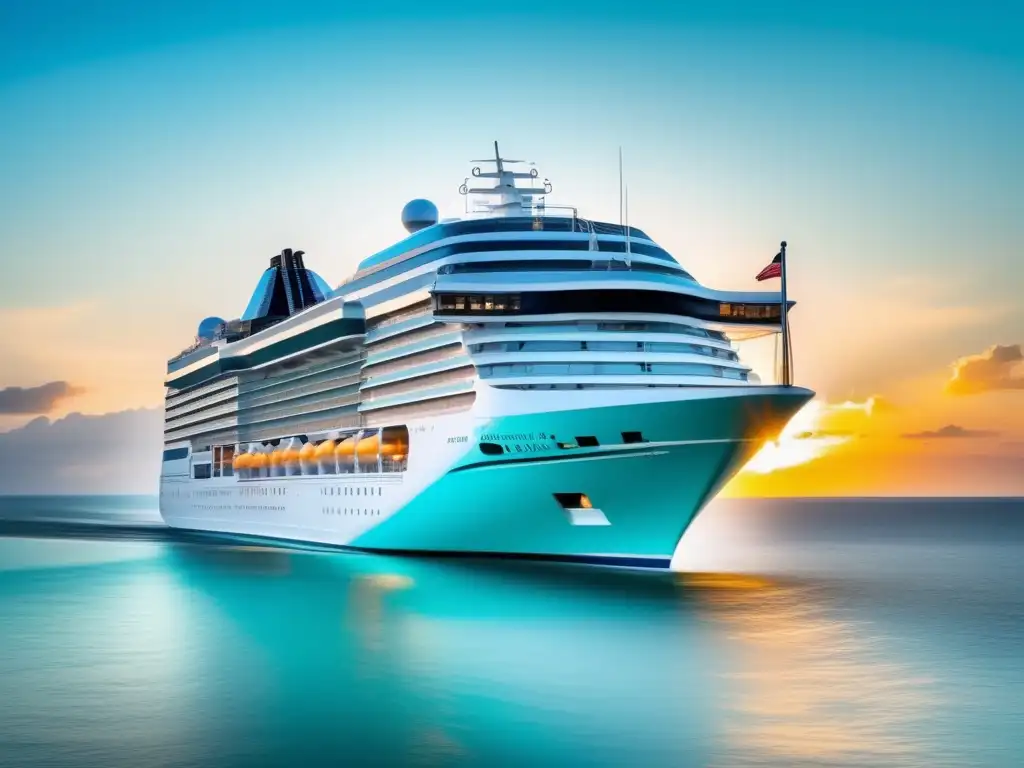 Crucero de lujo navegando en aguas turquesas Crucero de lujo en aguas turquesa, elegante y relajante