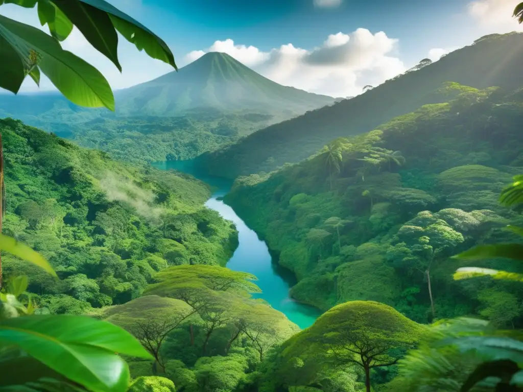 Belleza exuberante de la selva de Costa Rica Paisaje encantador de Costa Rica: selva exuberante, río cristalino, fauna exótica