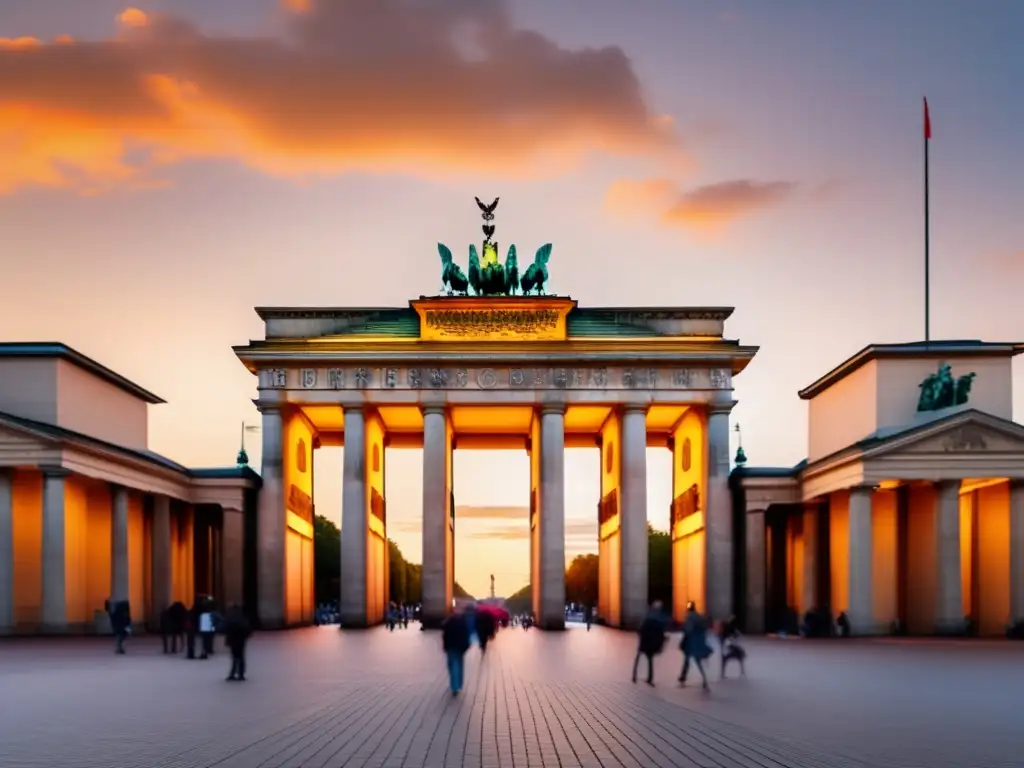 Brandenburg Gate en Berlín al atardecer Aventuras en Berlín para viajeros maduros - Brandenburg Gate y encanto moderno en la vibrante ciudad