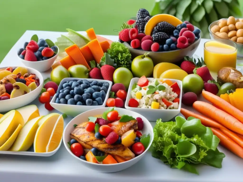 Buffet saludable y colorido Imagen: Buffet saludable con variedad de opciones - Consejos para mantener la dieta en un buffet de hotel