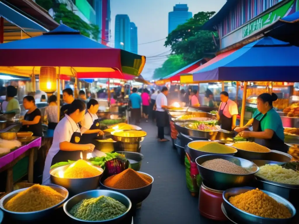Mercado de comida callejera en Bangkok Mercado callejero tailandés en Bangkok: recetas tailandesas para viajeros seniors