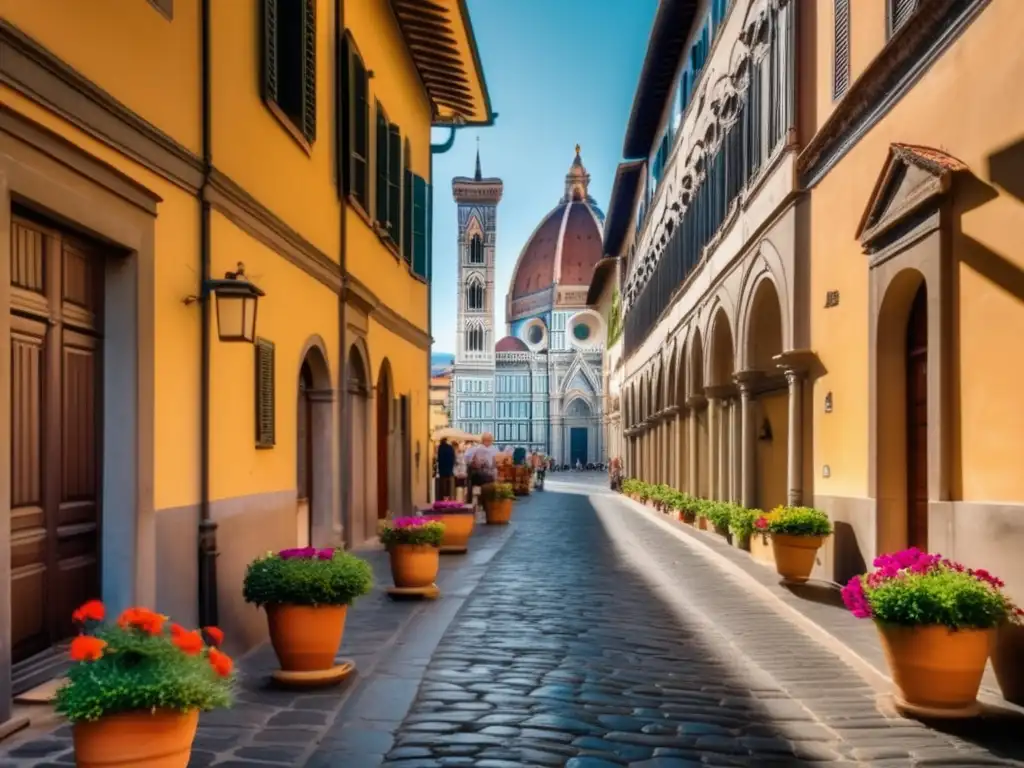 Encantadora calle empedrada en Florencia, Italia Calle empedrada serena en Florencia, Italia