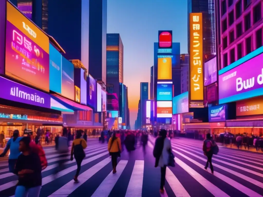 Ciudad vibrante y segura al caer la noche Escena urbana vibrante y segura con arquitectura moderna, arte callejero y personas activas