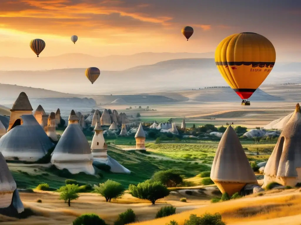 Viaje en globo Cappadocia: paisaje increíble, rocas en forma de chimeneas, viñedos y cuevas antiguas