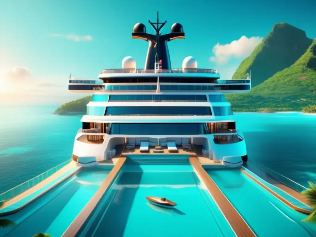 Crucero de lujo en el Caribe Crucero para viajeros maduros en el Caribe: Imagen 8k detallada de un lujoso barco navegando en aguas turquesa