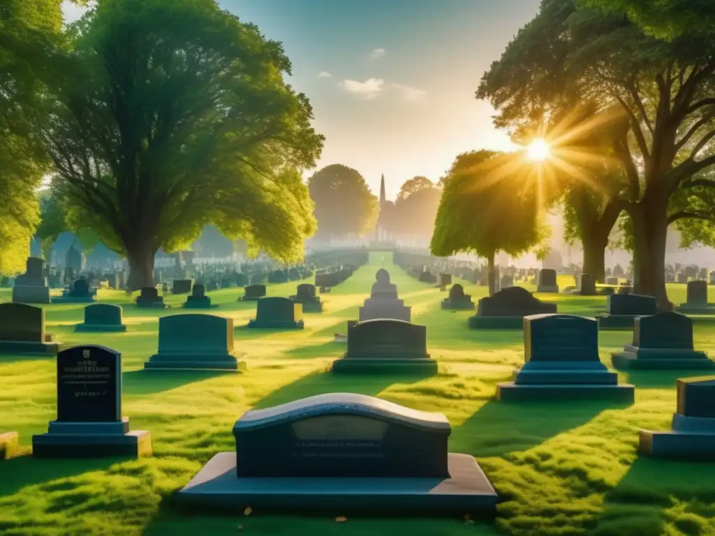 Cementerio sereno y soleado, perfectamente cuidado Investigación genealógica en cementerios serenos y detallados