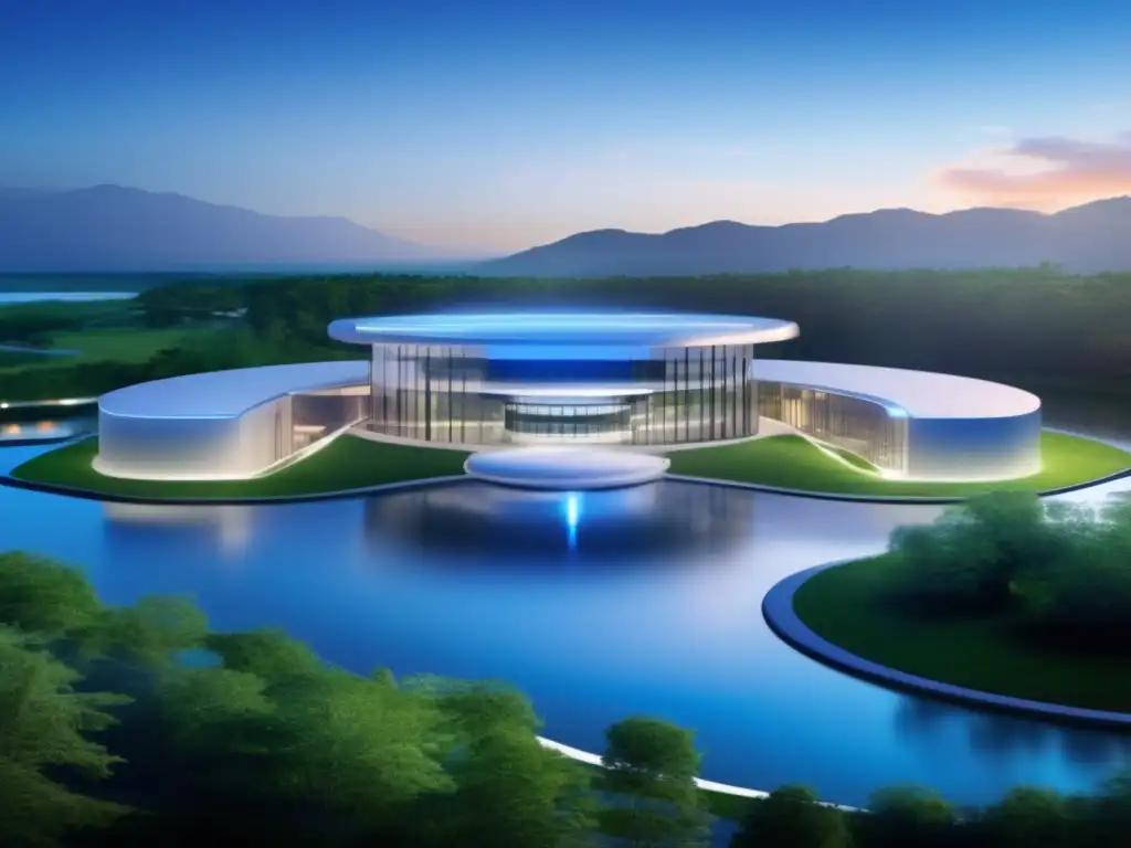 Futuro hospital médico rodeado de naturaleza Instalaciones médicas modernas en paisaje extranjero, con privacidad y tecnología avanzada