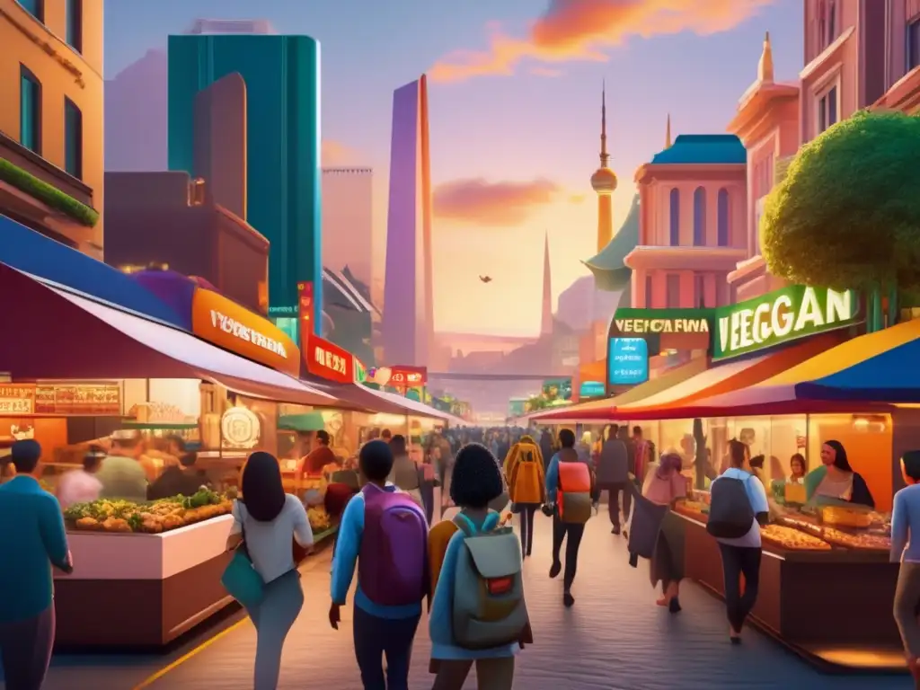 Ciudad moderna con opciones vegetarianas y veganas Consejos para dietas vegetarianas y veganas en ruta