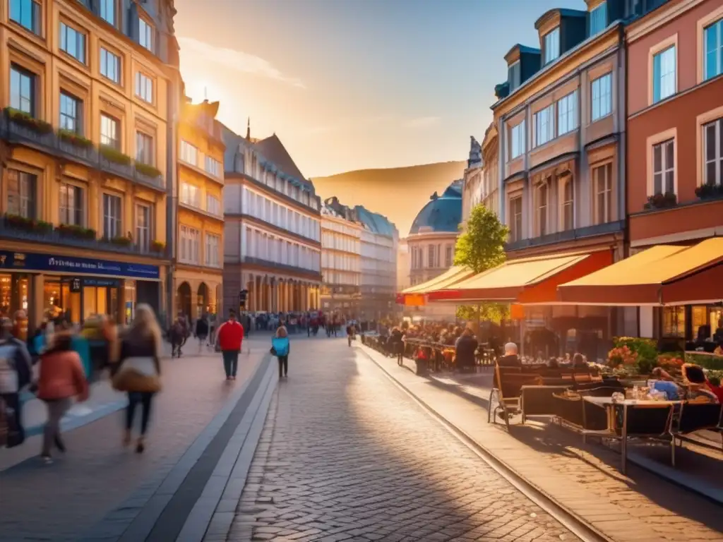 Calle accesible y vibrante en Europa Ciudades europeas accesibles para viajeros con movilidad reducida