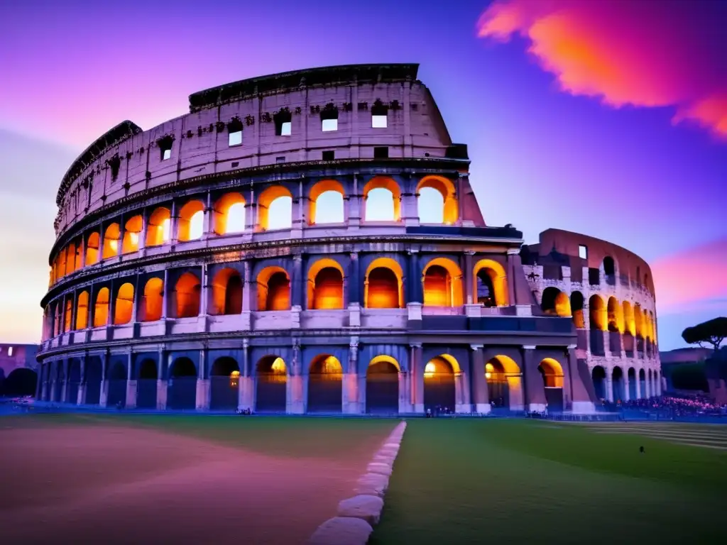 Atardecer majestuoso en el Coliseo Explorando el Coliseo Romano al atardecer: majestuosidad, arquitectura y belleza eterna