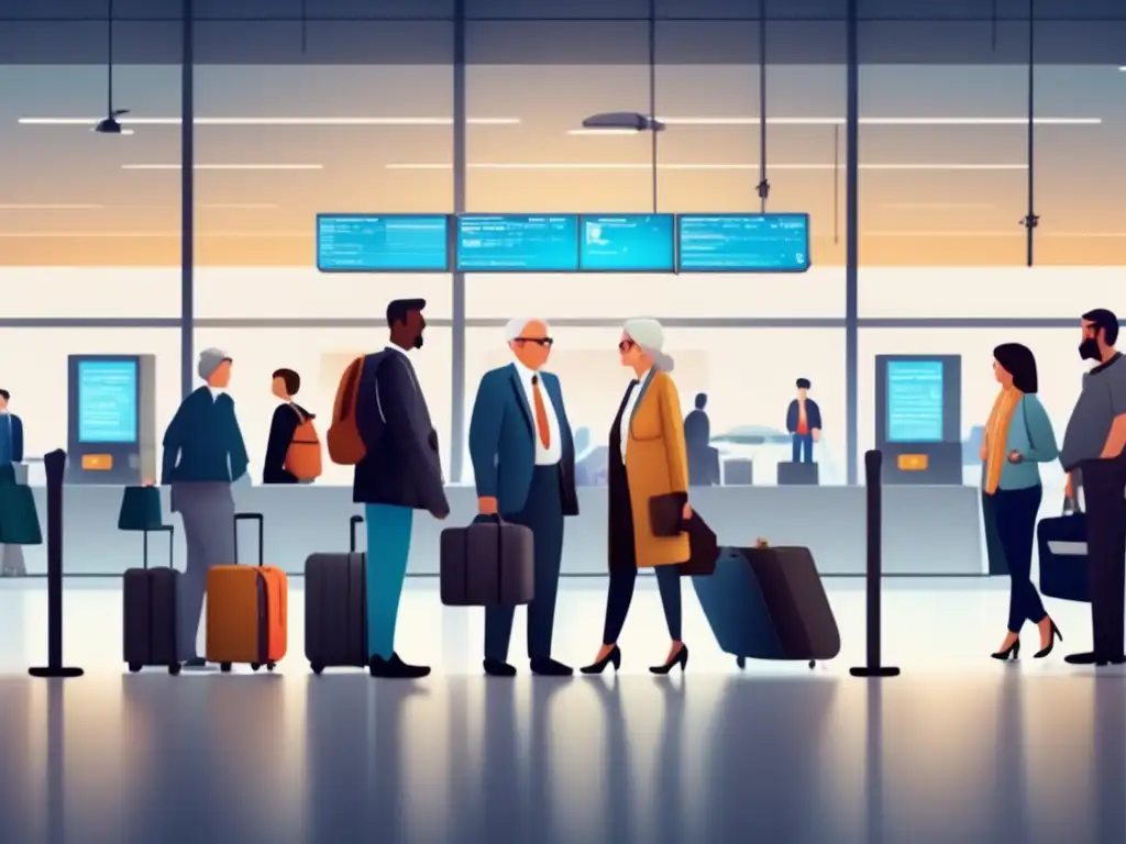 Control seguridad aeropuerto: Seniors preparándose para viaje, seguridad eficiente y rigurosa