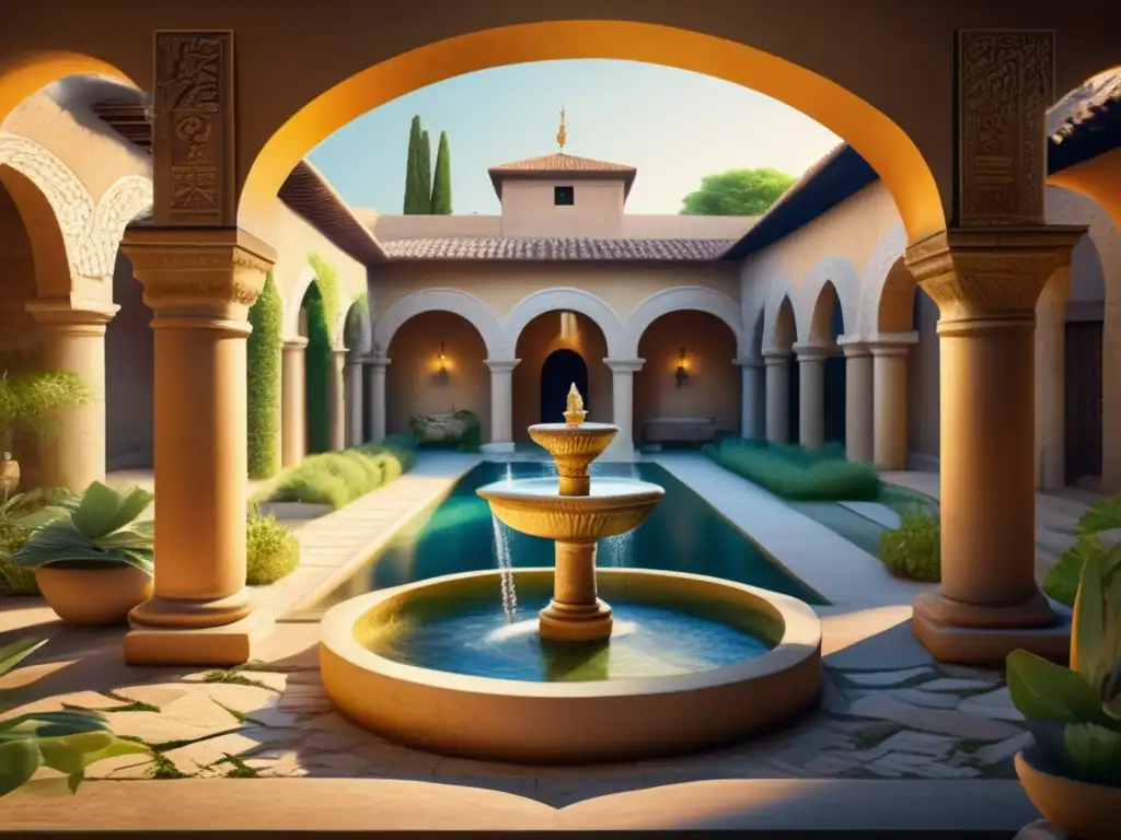 Serenidad en un antiguo patio Destino histórico relajante: viajeros maduros