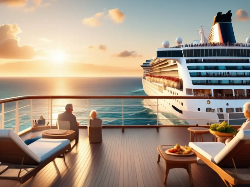 Cubierta vibrante de un crucero con actividades para adultos mayores Actividades en crucero para adultos mayores