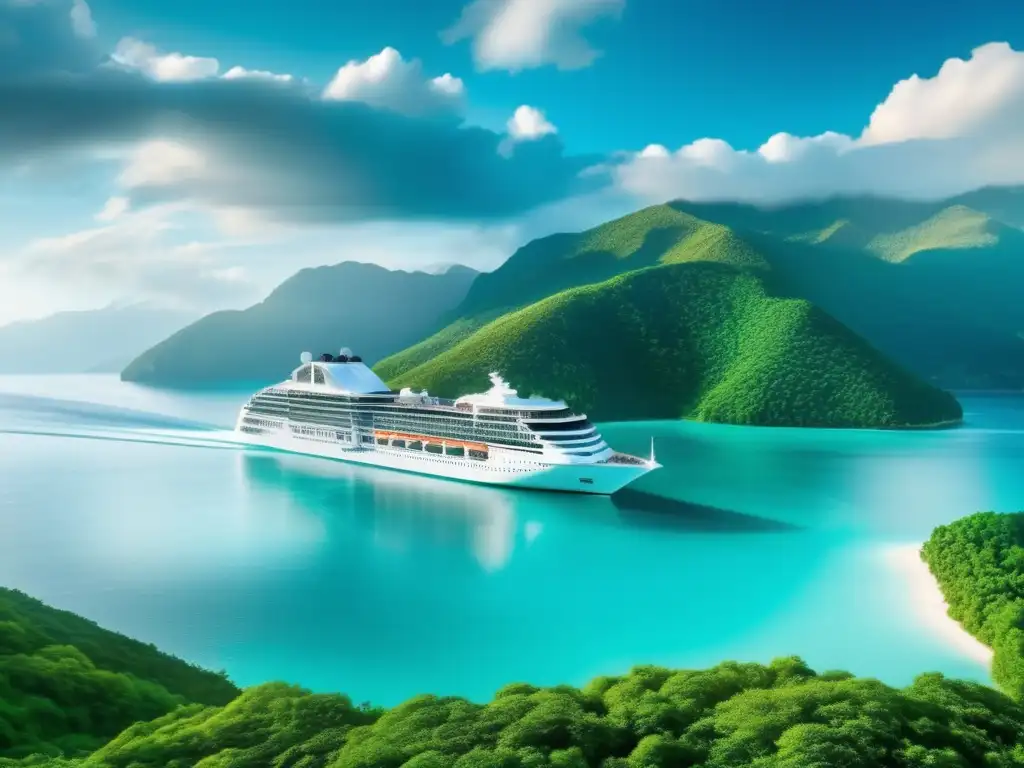 Crucero de lujo en aguas turquesas Crucero de lujo en aguas turquesas rodeado de paisaje natural impresionante