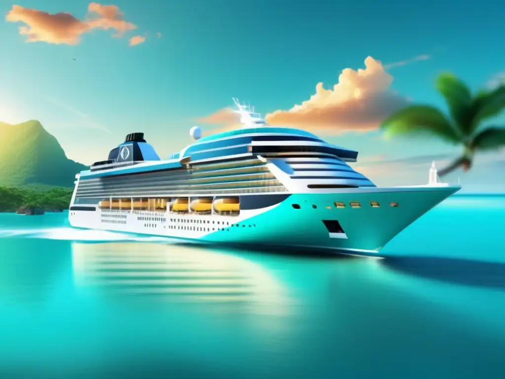 Crucero de lujo en aguas turquesas Crucero de lujo para viajeros mayores en aguas turquesas rodeado de islas tropicales
