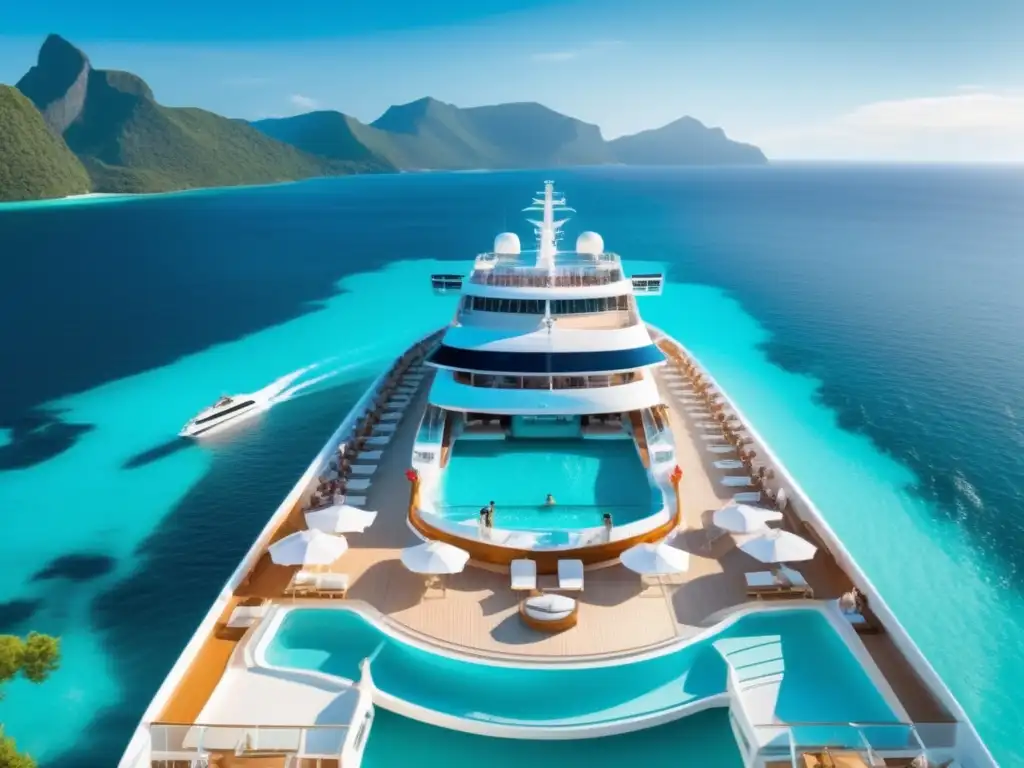 Crucero de lujo navegando en aguas turquesas Crucero de lujo: Viajeros mayores seguros