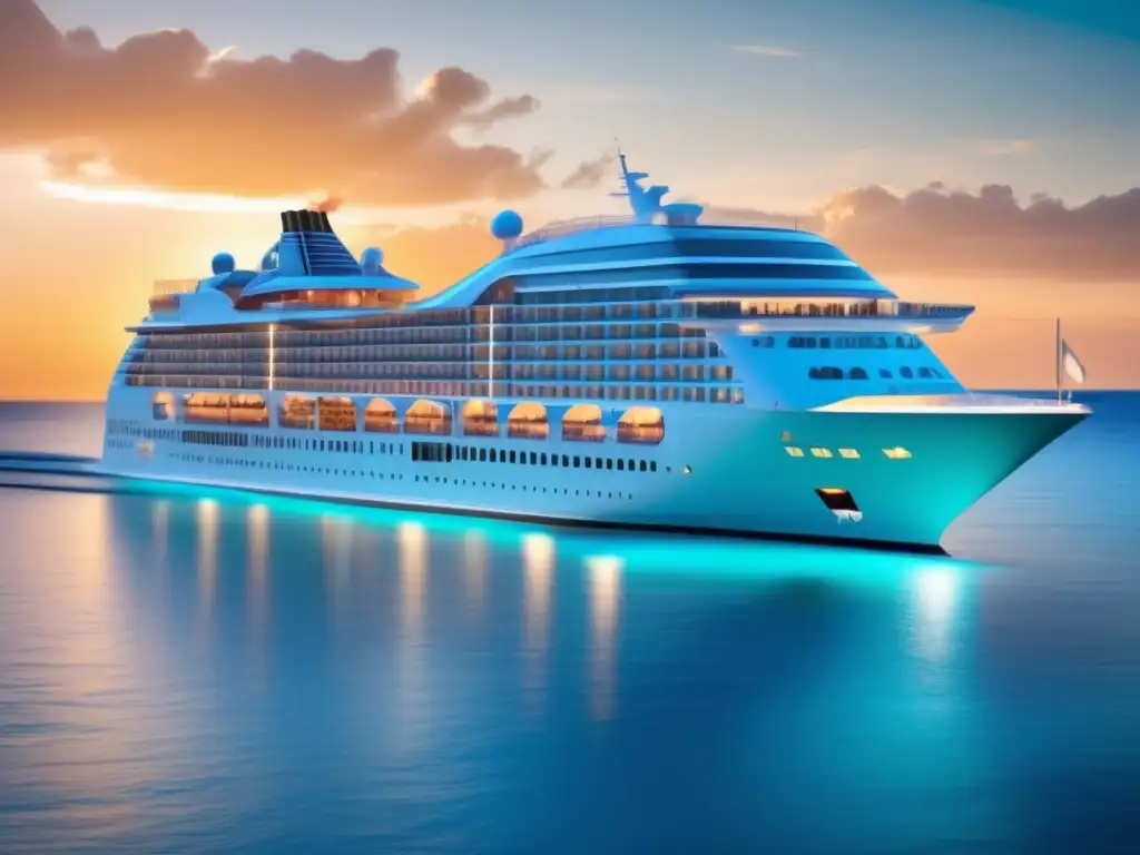 Crucero de lujo navegando en aguas turquesas Crucero de lujo seguro para mayores, aventuras marítimas con comodidades modernas y medidas de seguridad