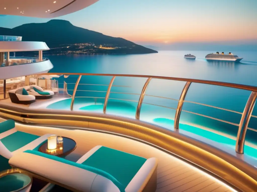 Crucero de lujo en aguas turquesas Un crucero de lujo para viajeros mayores disfrutando de comodidades y entretenimiento personalizado en aguas turquesas