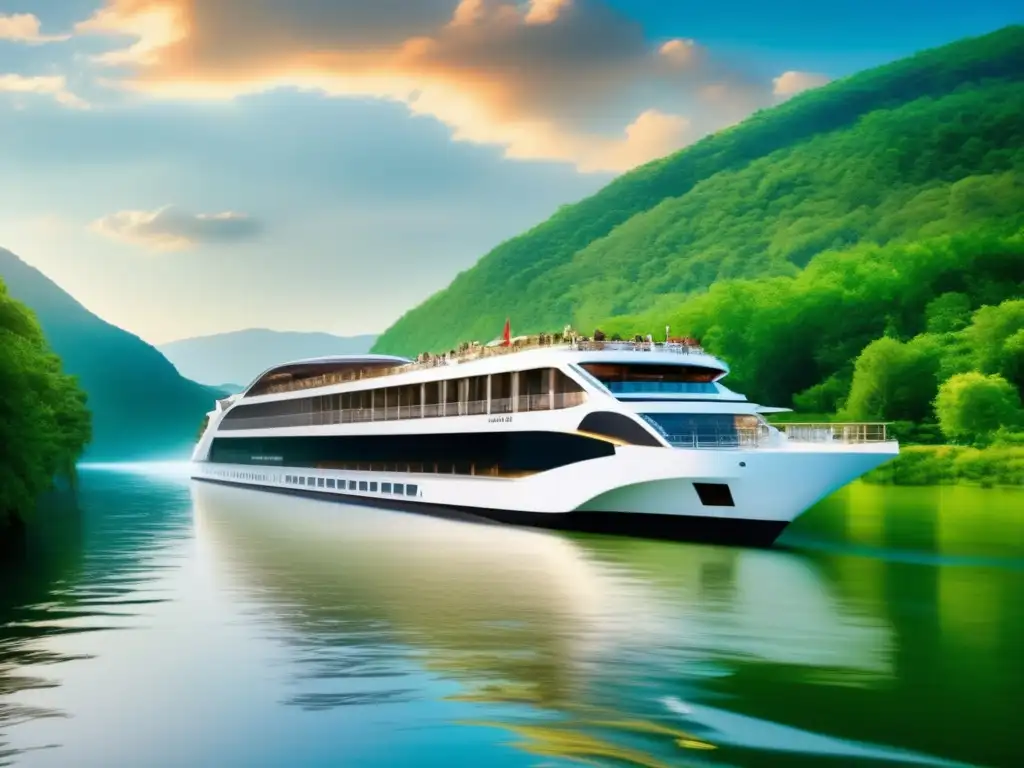 Experiencia de crucero fluvial de lujo Crucero fluvial para viajeros maduros en un paisaje sereno