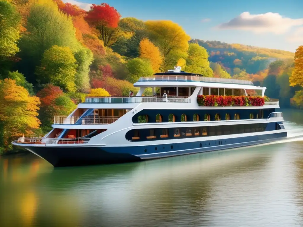 Crucero fluvial de lujo rodeado de paisajes impresionantes Crucero fluvial lujoso para viajeros maduros -