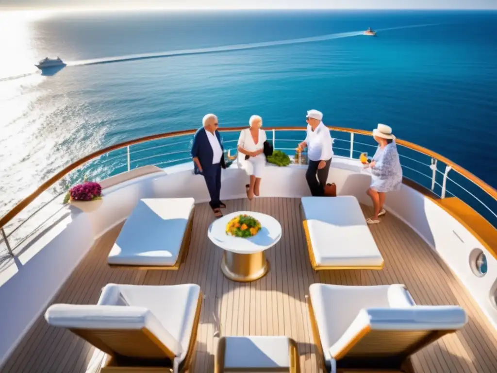 Seniors disfrutando crucero de lujo en el Mediterráneo Paquetes de viaje económicos para seniors en un crucero por el Mediterráneo