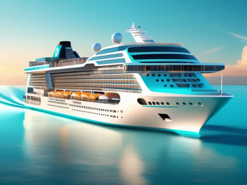 Crucero moderno en aguas turquesas