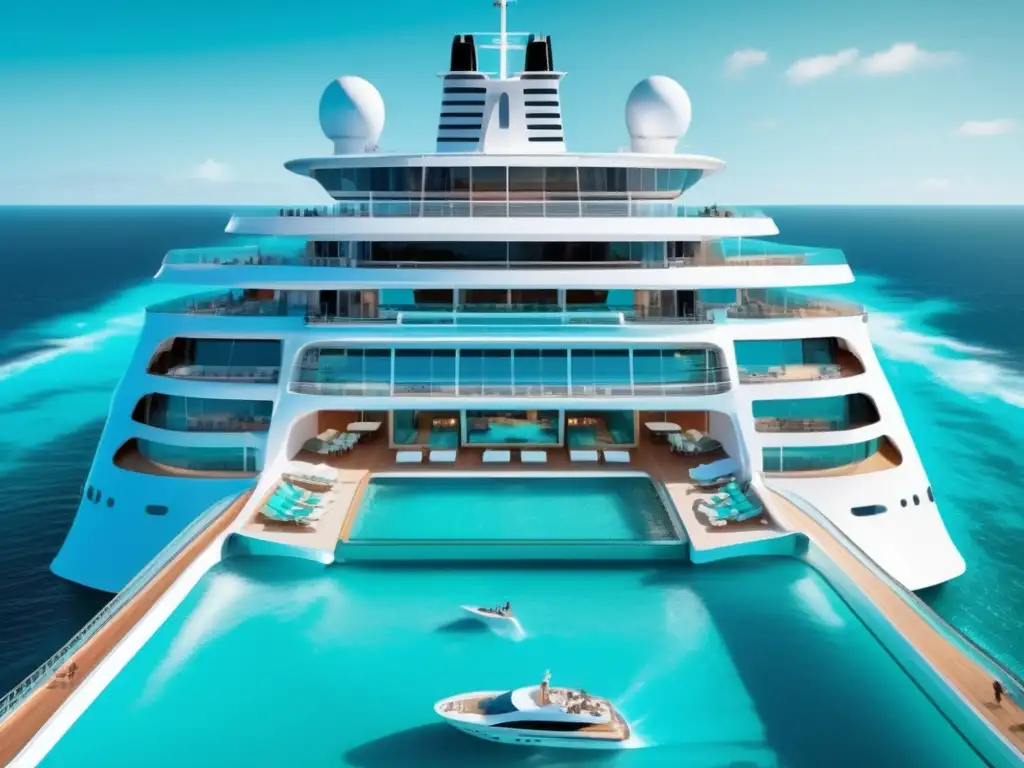 Crucero moderno navegando en aguas turquesas Crucero moderno en aguas turquesas: consejos para viajes marítimos seguros