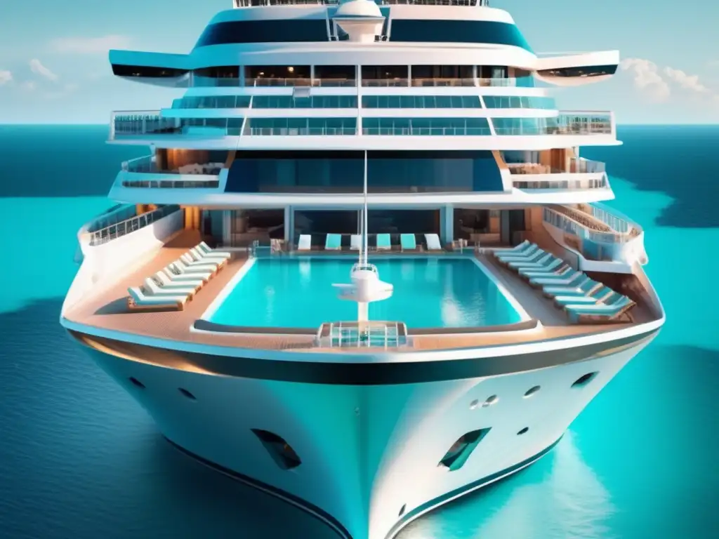 Crucero de lujo con actividades para adultos Actividades en crucero para adultos mayores: crucero lujoso en aguas turquesas, con actividades en cubierta y centro fitness