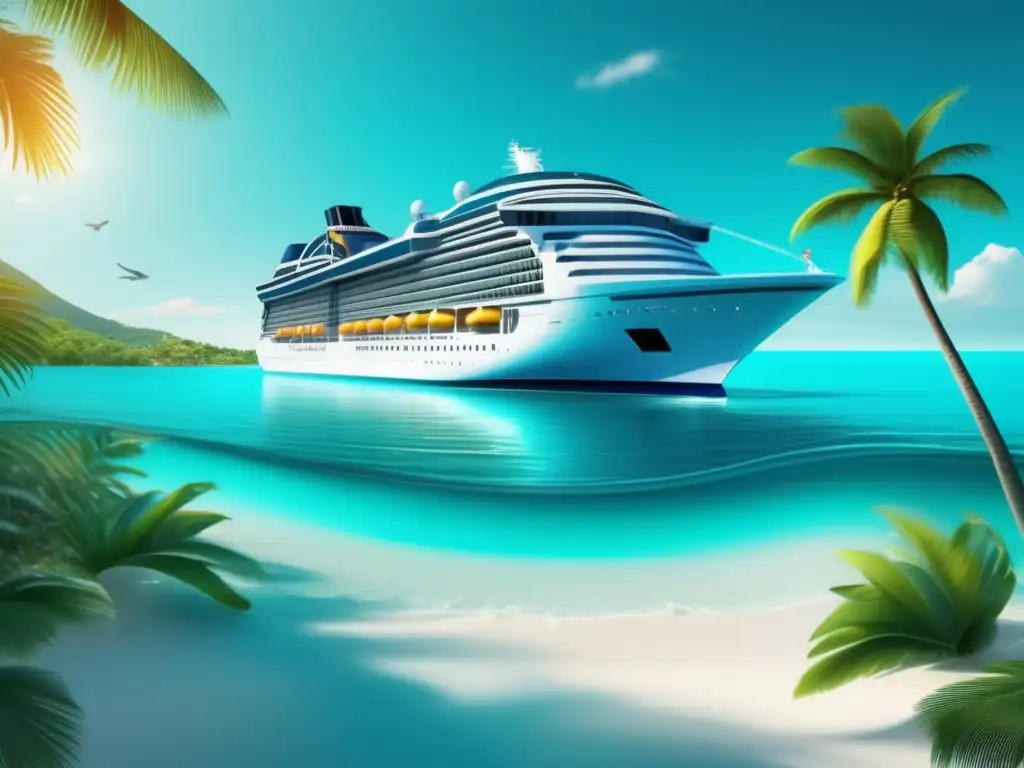 Crucero de lujo en el Caribe con vistas espectaculares Crucero para viajeros maduros en el Caribe, imagen ultradetallada de lujo y belleza