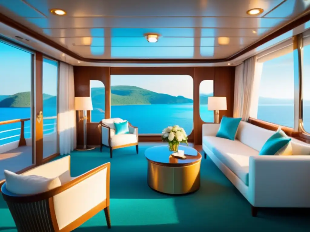 Crucero de lujo para mayores: relax y elegancia Cruceros pequeños para viajeros mayores en un lujoso barco rodeado de belleza natural y comodidades modernas