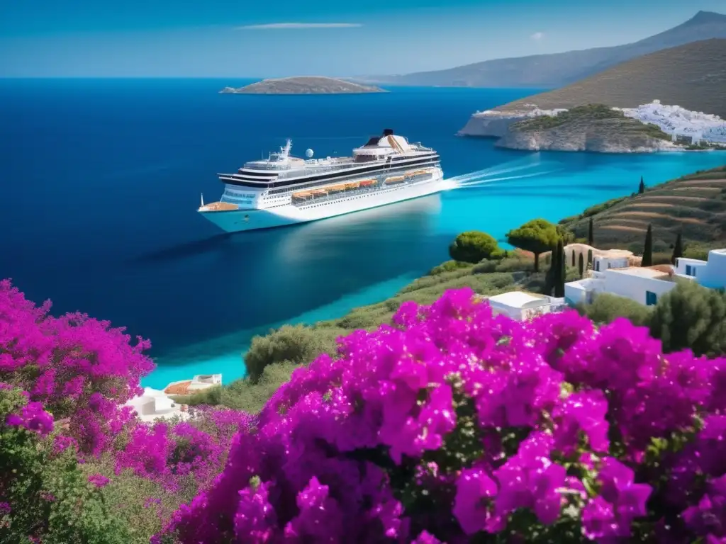 Crucero sereno en aguas turquesas de Grecia Crucero sereno en el mar Egeo rodeado de islas griegas: consejos viajes marítimos mayores