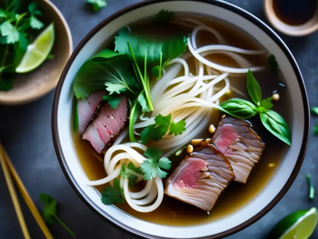 Delicioso Pho vietnamita, una invitación culinaria Experiencias culinarias vietnamitas para adultos mayores con Pho tradicional