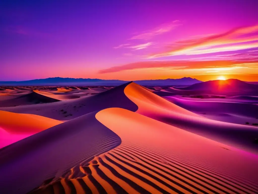 Puesta de sol en el desierto Viaje espiritual en el desierto: Un atardecer impresionante sobre un paisaje vasto